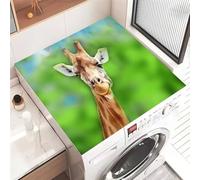 Odot Washer and Dryer Top Mat Cover, Washer Dryer Top Protector Mat Washing Machine Dust-Proof Cover Non-slip Protection for Kitchen Laundry Room -Giraffe Animal 3D (Green,50x50cm)