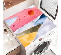 Odot Washer and Dryer Top Mat Cover, Washer Dryer Top Protector Mat Washing Machine Dust-Proof Cover Non-slip Protection for Kitchen Laundry Room -Mountain Landscape (Red,40x50cm)