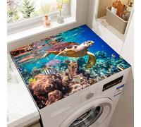 Odot Washer and Dryer Top Mat Cover, Washer Dryer Top Protector Mat Washing Machine Dust-Proof Cover Non-slip Protection for Kitchen Laundry Room -Sea Turtle 3D (Ocean World,50x60cm)