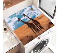 Odot Washer and Dryer Top Mat Cover, Washer Dryer Top Protector Mat Washing Machine Dust-Proof Cover Non-slip Protection for Kitchen Laundry Room -Giraffe Animal 3D (Grassland,40x50cm)