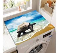 Odot Washer and Dryer Top Mat Cover, Washer Dryer Top Protector Mat Washing Machine Dust-Proof Cover Non-slip Protection for Kitchen Laundry Room -Sea Turtle 3D (Sea Blue,40x50cm)