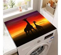 Odot Washer and Dryer Top Mat Cover, Washer Dryer Top Protector Washing Machine Dust-Proof Cover Non-slip Rubber Protection Mat for Laundry Room Kitchen Home (Mother and child giraffe,50x50cm)