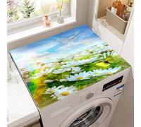 Odot Washer and Dryer Top Mat Cover, Washer Dryer Top Protector Washing Machine Dust-Proof Cover Non-slip Rubber Protection Mat for Laundry Room Kitchen Home (Dove daisy,50x60cm)