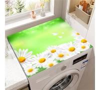 Odot Washer and Dryer Top Mat Cover, Washer Dryer Top Protector Washing Machine Dust-Proof Cover Non-slip Rubber Protection Mat for Laundry Room Kitchen Home (White daisy,40x50cm)