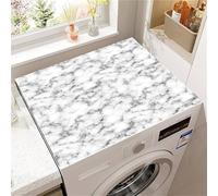 Odot Washer and Dryer Top Mat Cover, Washer Dryer Top Protector Washing Machine Dust-Proof Cover Non-slip Rubber Protection Mat for Laundry Room Kitchen Home, Abstract Marble (White,50x50cm)