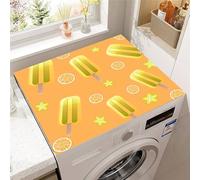 Odot Washer and Dryer Top Mat Cover, Washer Dryer Top Protector Washing Machine Dust-Proof Cover Non-slip Rubber Protection Mat for Laundry Room Kitchen Home (Lemon ice cream,50x60cm)