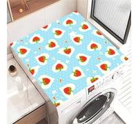 Odot Washer and Dryer Top Mat Cover, Washer Dryer Top Protector Washing Machine Dust-Proof Cover Non-slip Rubber Protection Mat for Laundry Room Kitchen Home (Strawberry Love,50x50cm)