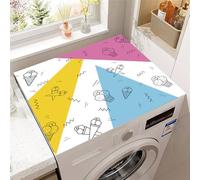 Odot Washer and Dryer Top Mat Cover, Washer Dryer Top Protector Washing Machine Dust-Proof Cover Non-slip Rubber Protection Mat for Laundry Room Kitchen Home (Geometric ice cream,60x60cm)