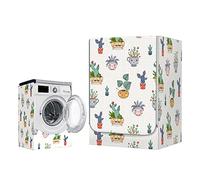 Odot Washer Dustproof Cover Front Load, Washing Machine Dryer Protector Sunscreen Waterproof Tumble Dryer Case Protective Cover for Most Front Loadi (M-capacity 8~10kg,succulent plants)