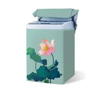 Odot Washing Machine Cover Top Load Waterproof Dustproof Washer Machine Dryer Protector Sunscreen Washer Dryer Cover for Most Top Load Washer Dryer (Lotus leaf2,S Capacity 4.5-5.5kg)