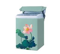 Odot Washing Machine Cover, Top Load Waterproof Dustproof Washer Machine Dryer Protector Sunscreen Washer Dryer Cover for Home Accessory (XS capacity 2~4.2KG,Pink lotus)