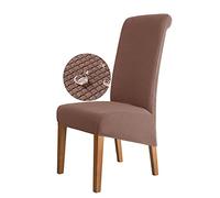 Odot Waterproof XL Chair Covers, Elastic Dining Chairs, Seat Covers Washable Removable High Back Dining Chair Covers Chair Cover for Dining Room,Hotel,Banquet (Set of 4,brown)