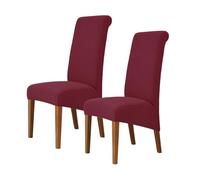 Odot Wine Red Chair Covers, Dining Chair Covers Set of 2, Stretch Corn Velvet Dining Room Slipcovers, Washable Removable High Back Slipcovers