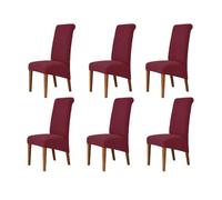 Odot Wine Red Chair Covers, Dining Chair Covers Set of 6, Stretch Corn Velvet Dining Room Slipcovers, Washable Removable High Back Slipcovers