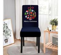 Odot Xmas Elastic Dining Chairs Covers Christmas Chair Covers, Washable Removable High Back Dining Chair Covers Chair Cover for Dining Room Hotel Banquet (Set of 6,Navy Blue)