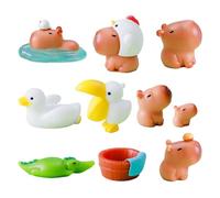 Odoukey 10PCS Mini Capybara Cute Capybara Figurine Resin Animals for Dollhouse Micro Landscape Birthday Party Cake Toppers Desktop Decor