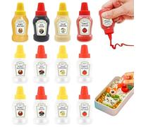 Odoukey 12Pcs Small Condiment Squeeze Bottles, 1.2x3 Empty Mini Ketchup Bottle Plastic Salad Dressing Containers with Sealing Lid for Soy Sauce, Honey, Salad Dressing, Picnic, Camping
