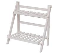 Odoukey 13x7x14 Plant Shelf Indoor Thickened Double-Layer Folding Plant Stand Space-Saving Ladder Stand with Grid Partition for Table Storage Decoration