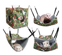 Odoukey 1Set/4Pcs Rat Hammocks Hanging Ferret Hammock with Straps Soft Washable Guinea Pig Bed for Chinchilla Sugar Glider