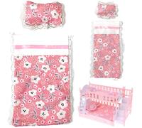 Odoukey 2 Sets Doll Bedding, Miniature Sheet Pillow Set for Dollhouse Furniture Layout, Perfect for Playhouse Decor Role-Playing Games