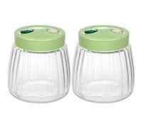 Odoukey 2PCS 1L Glass Fermentation Jars with Air Release Valve Leak Proof Sourdough Starter Jar for Kimchi Yogurt