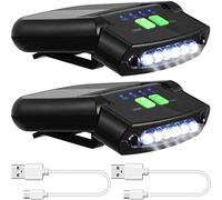 Odoukey 2PCS Black Hat Light LED Headlamp Clip-on Cap Lights USB Rechargeable Flashlight for Fishing Camping Traveling