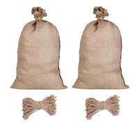 Odoukey 2Pcs Burlap Bags Heavy-Duty Flax Potato Sack 41x29 Large Thicken with 2 Ropes Reusable Woven for Backyard Vegetables Gardening Food Storage