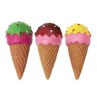 Odoukey 3Pcs Cute Ice Cream Squeaky Dog Toys - 2.6x5.5 Inch Interactive Bite Toy for Training, Puppy Small Medium Pets, Random Color