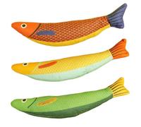 Odoukey 3PCS Fish-Shaped Plush Catnip Toys with Sounding Sand Box, Interactive Dental Care Cat Toy, Relief Boredom Playtime Fun Catnip Cat Toys