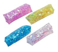 Odoukey 4Pcs Water Wiggler Stress Relief Toys, 4.3x1.6in Soft Cool Rubber Water Snake Squeeze Ball with Ribbon Inside, Random Color