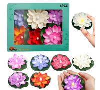 Odoukey 6PCS Diwali Lights, Gradient Flashing Floating Lotus Flower LED Lights, 3.9 Inch Artificial Water Lily for Home, Garden, and Pond Decorations