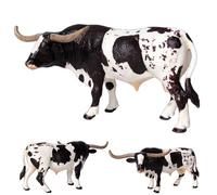 Odoukey 6x3x2 Realistic Plastic Texas Cow Statue, Educational Farm Animal Figurine Toy Decoration for Kids