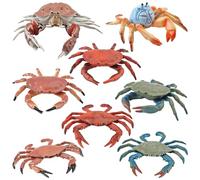 Odoukey 8Pcs Crab Figurine, Assorted Artificial & Realistic Crab Toy Sturdy PVC Sea Animal Figurines Interactive Educational Toys Gifts for Kids