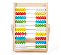 Odoukey Abacus for Kids Math with Multi-Color Beads: 10-Row Wooden Abacus for Toddlers 3-5, Counting Blocks, Preschool Learning Tools for Kids 6-8