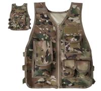 Odoukey Army Costume for Boys, Large 600D Camouflage Breathable Kids Vest with Packages and Adjustable Panels for Games or Training
