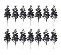 Odoukey Christmas Picks 14PCS 8.7inch 15-Branches Glitter Berries Stems Artificial Pastel Christmas Ornaments for Xmas Tree Wreath Black