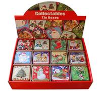 Odoukey Cookie Tins with Lids 12Pcs Square Tinplate Christmas Cookie Tins, Compact Portable Container for Storing Biscuits Giving