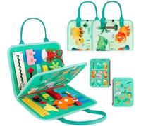 Odoukey Educational Montessori Felt Busy Board Book with Handle - Learn Gears, Shoelaces, Buttons, Zippers, Buckles, Toddler Busy Book, Preschool Activities