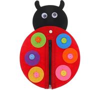Odoukey Felt Board for Toddlers: Non-woven Ladybird DIY Kit, Learn to Zip and Button, Early Learning Basic Life Skills for Kids, Button Practice