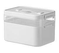 Odoukey First Aid Box, 2-Tier Medicine Storage Box with Handle and Removable Compartment, Multifunctional Container for Medicines, Gadgets, Cosmetics