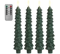 Odoukey Flameless Christmas Tree Candles with Remote 4PCS 9.7" Flickering Christmas Tree Flameless Taper Candles Battery Operated