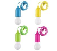 Odoukey LED Pull Cord Light 4PCS Portable Hanging Battery Operated Camping Lamp Bulb for Party Weddings Festivals Decoration