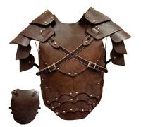 Odoukey Medieval Knight Armor, PU Leather Adjustable Chest Armor Viking Breastplate Costume for Halloween Cosplay Party