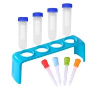Odoukey Pack of 9PCS 50ml Kids Plastic Test Tubes with Stand and Tip Dropper, Children Scientist Educational Science Toy, Educational Science Kits