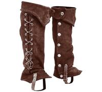 Odoukey Pirate Boot Covers 1 Pair Viking Medieval Boot Covers with Button Closure Polyester Renaissance Costume for Cosplay Halloween Dark Brown