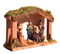 Odoukey Resin Nativity Set with Figures and Stable, Traditional Jesus Birth Set Vivid Scene Christmas Decoration for Home Decor