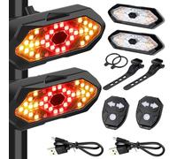 Odoukey USB Rechargeable Bike Tail Light with Turn Signals, 2 Sets Wireless Remote Electric Scooter Lights, Waterproof Flickers & Constant