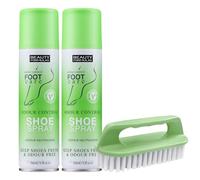 Odour Control Shoe Spray 150ml (Pack of 2) with Shoe Polish Brush - Antibacterial Sneaker Sprays & Antifungal Trainer Deodoriser | Foot Sprays for Smelly Feet | Trainers Odour Spray & Boot Deodoriser
