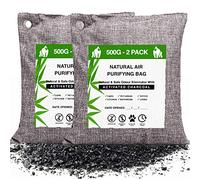 Odour Eliminator Absorber Air Purifier Bags (2 pack, 500g Each) Air Purifying Bag & Activated Charcoal Bamboo Air Freshner, Pet Odour Eliminator, for Dog Cat Urine Bath Car Office Living Kitchen