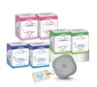 Odour Neutralising Gel Power Orbs 6 Pack & Silicone Drain Protector Bundle - Strong Air Freshener Gel for Home, Room Freshener, Long Lasting Odour Eliminator, Shower Hair Catcher Plug Trap Filter